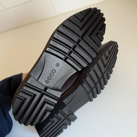 ECCO Men’s Leather Chelsea Boots Plum Chocolate Brown Lug Sole Size 41 - Picture 5 of 5